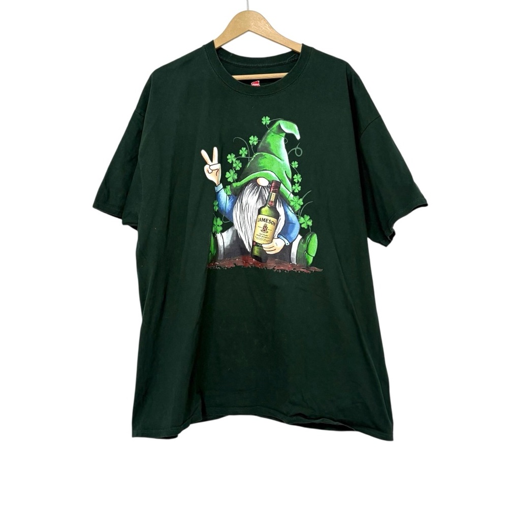 Vintage Y2K Size 2XL Green‎ Jameson Lucky Gnome Tee Shirt Retro Streetwear